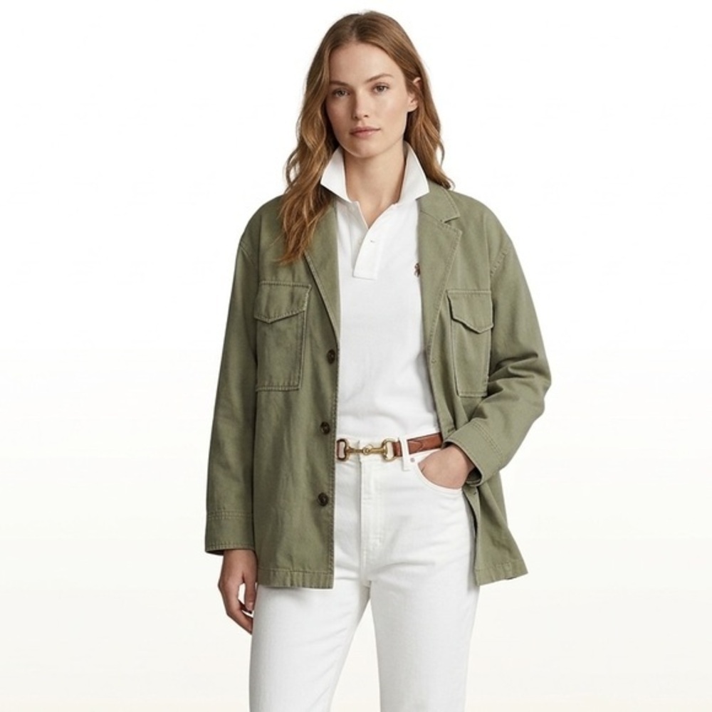 Dynamite Green Utility Jacket with Front Flap Pockets Size Large Cotton